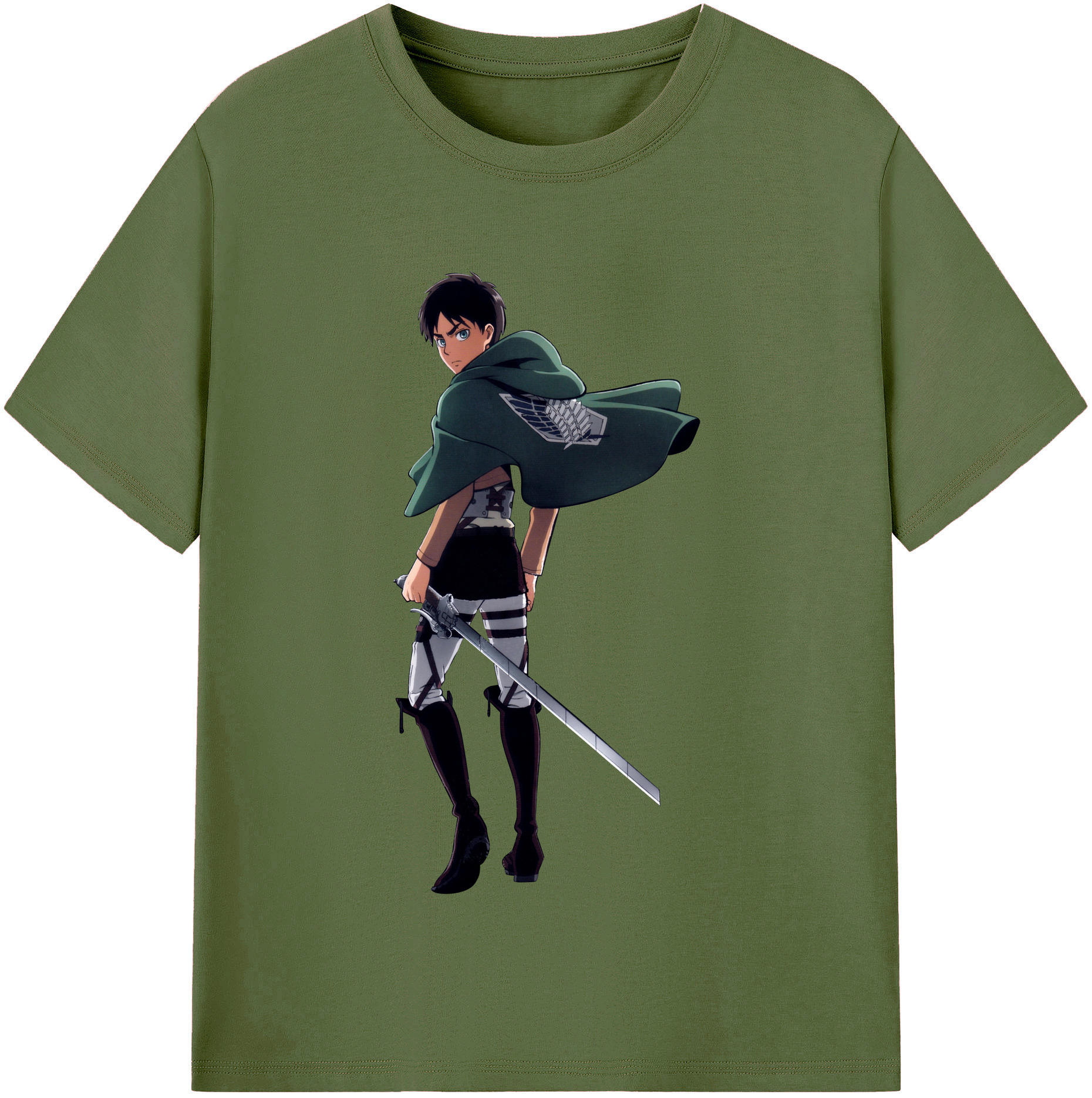 （画像用） 進撃の巨人 エレン･イェーガー Attack on Titan Eren Jäger 綿100％半袖Tシャツ（フロントプリント）